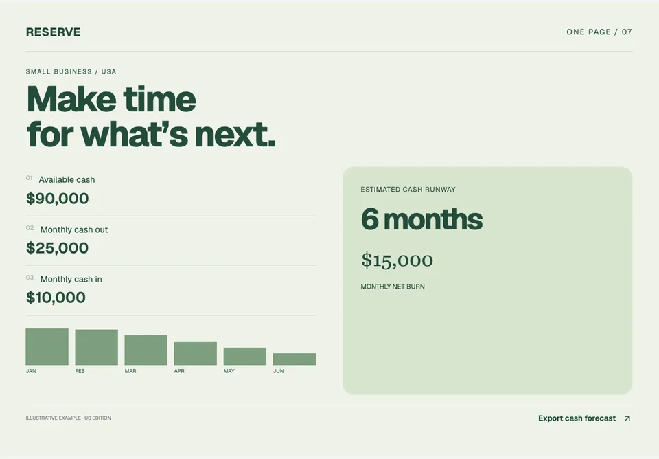 Cash Runway Calculator app design concept