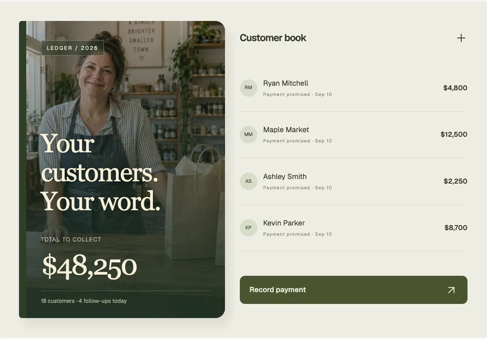 Customer Credit & Collections app design concept