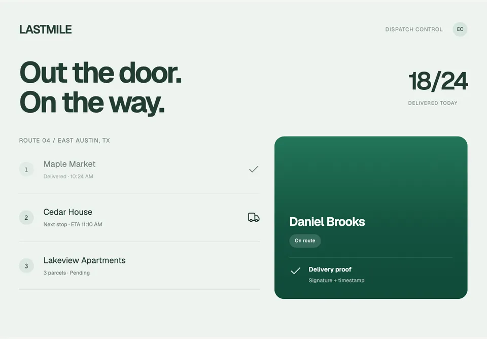 Delivery Dispatch & Proof app design concept