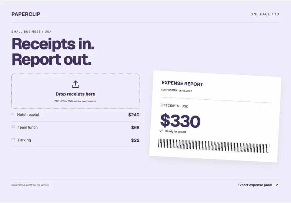 Expense Receipt Pack app design concept