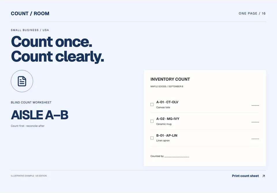 Inventory Count Sheet app design concept