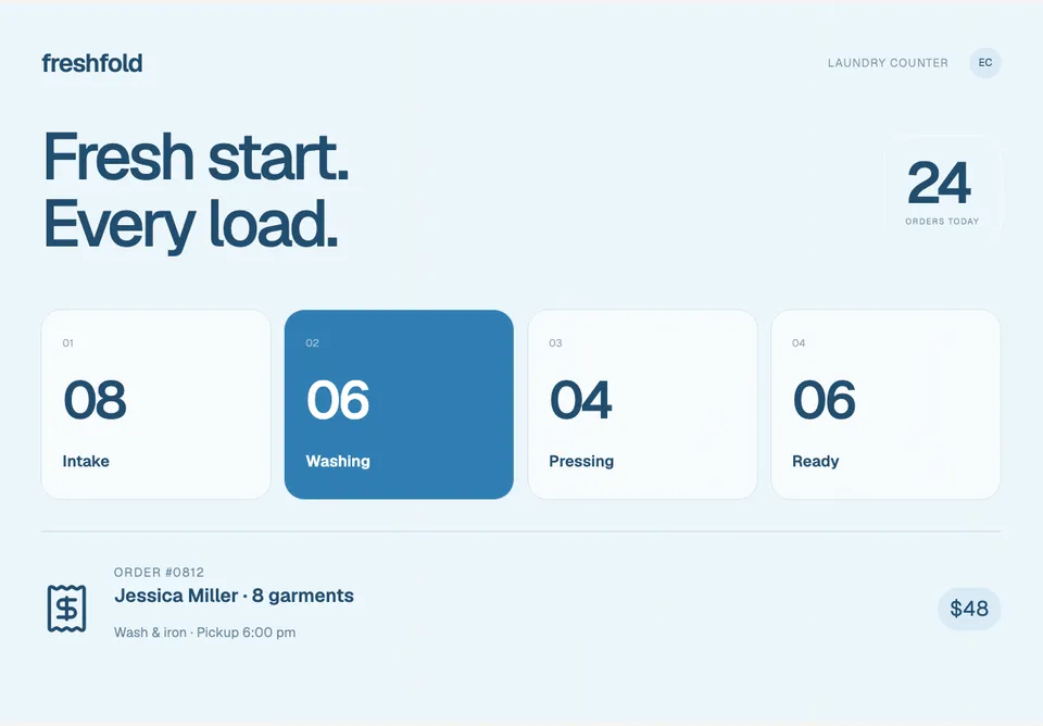 Laundry Order Tracker app design concept