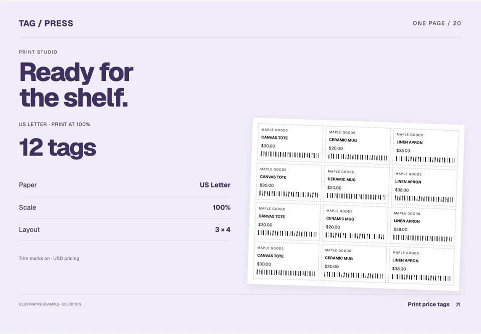 Price Tag Printer app design concept