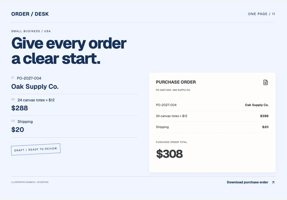 Purchase Order Maker app design concept