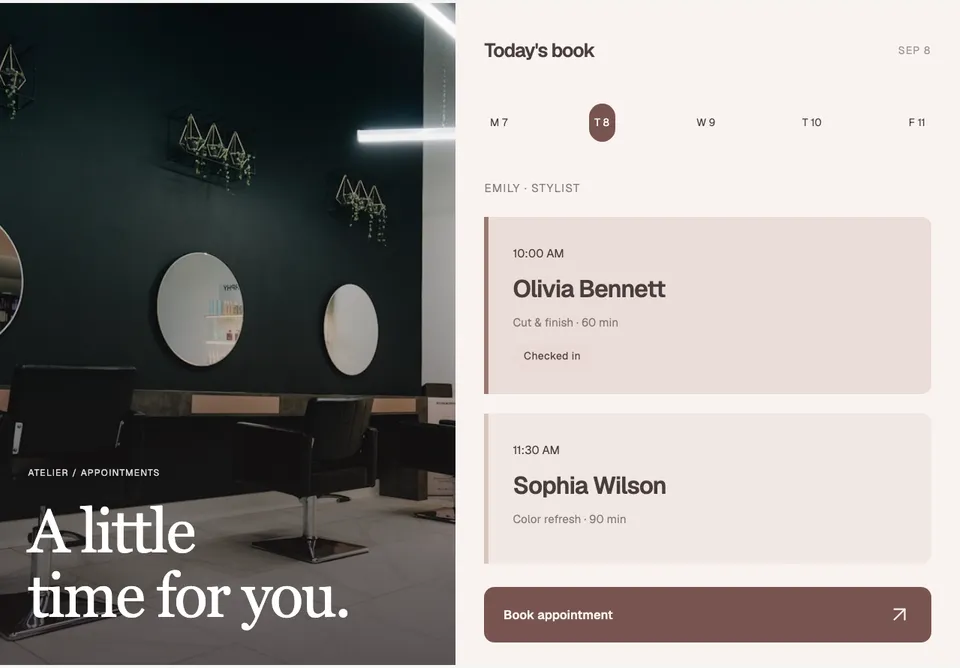 Salon Appointment Book app design concept