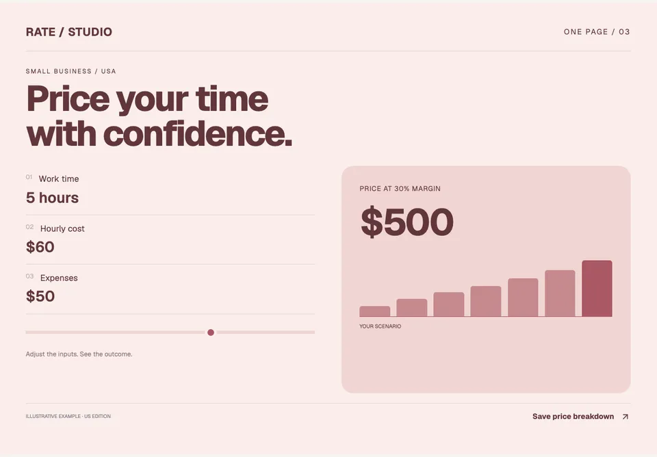 Service Price Calculator app design concept