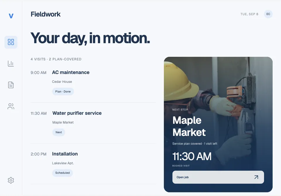 Service Visits & Plan Renewals app design concept
