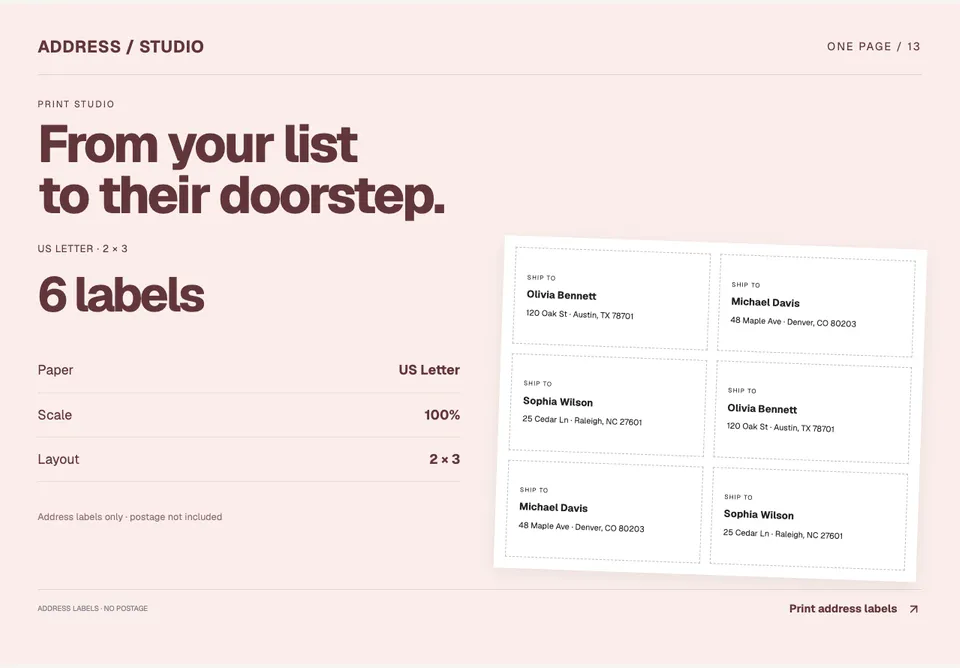 Shipping Label Sheet app design concept