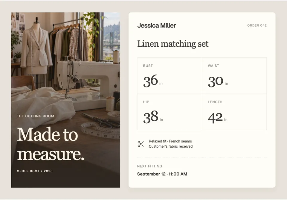 Tailoring Order Book app design concept