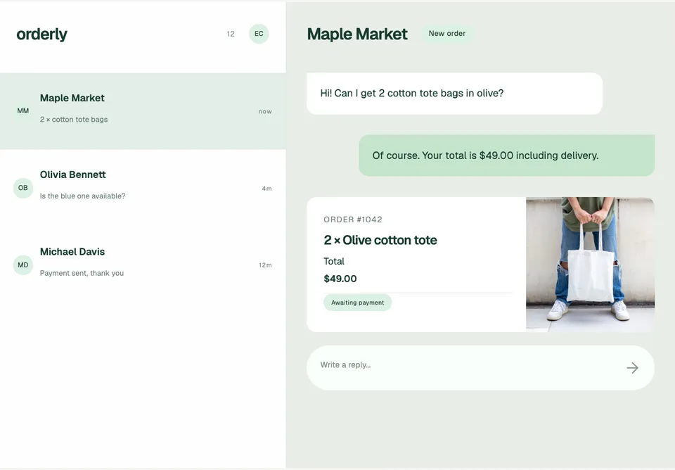 Text Message Order Desk app design concept