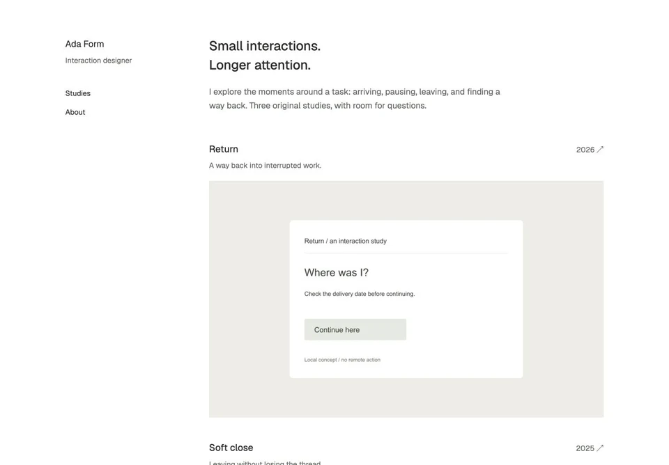 Ada Form website preview