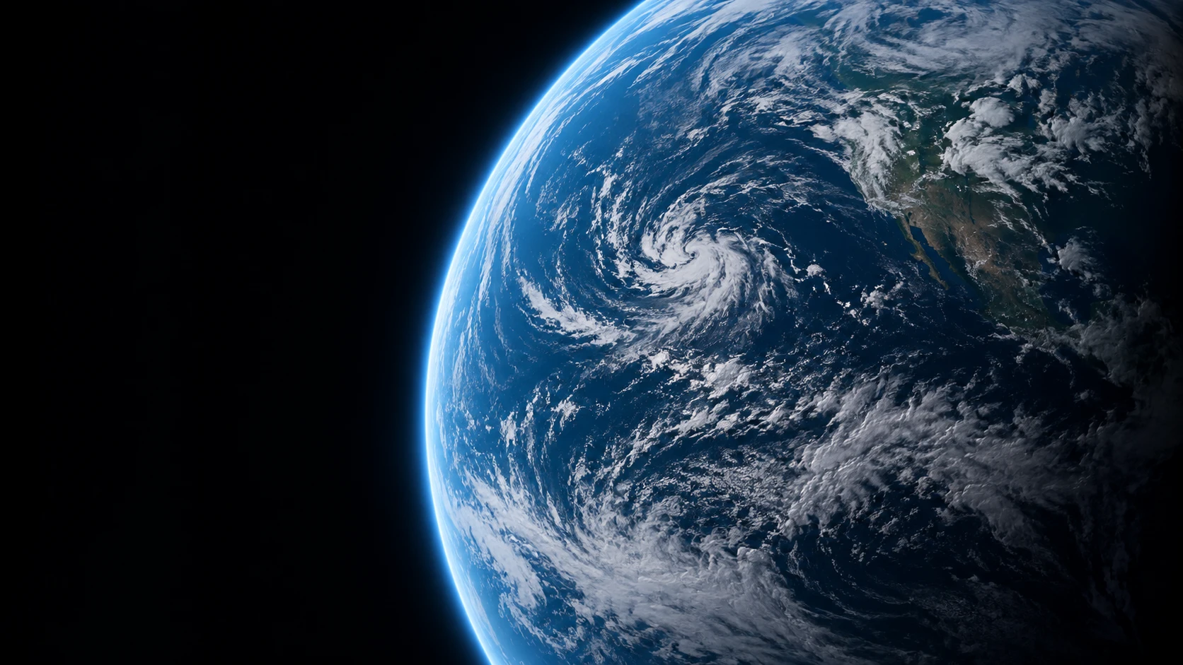 Original generated planetary concept with a luminous blue atmospheric edge