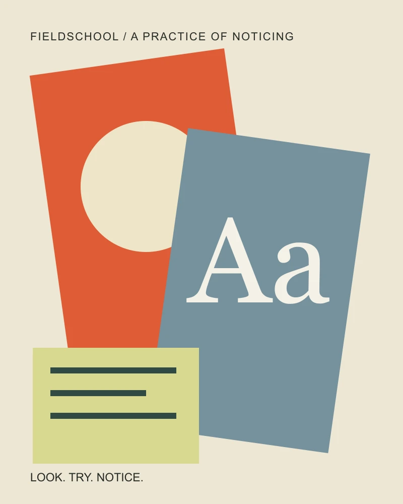 Three original exercise sheets exploring color, type and composition