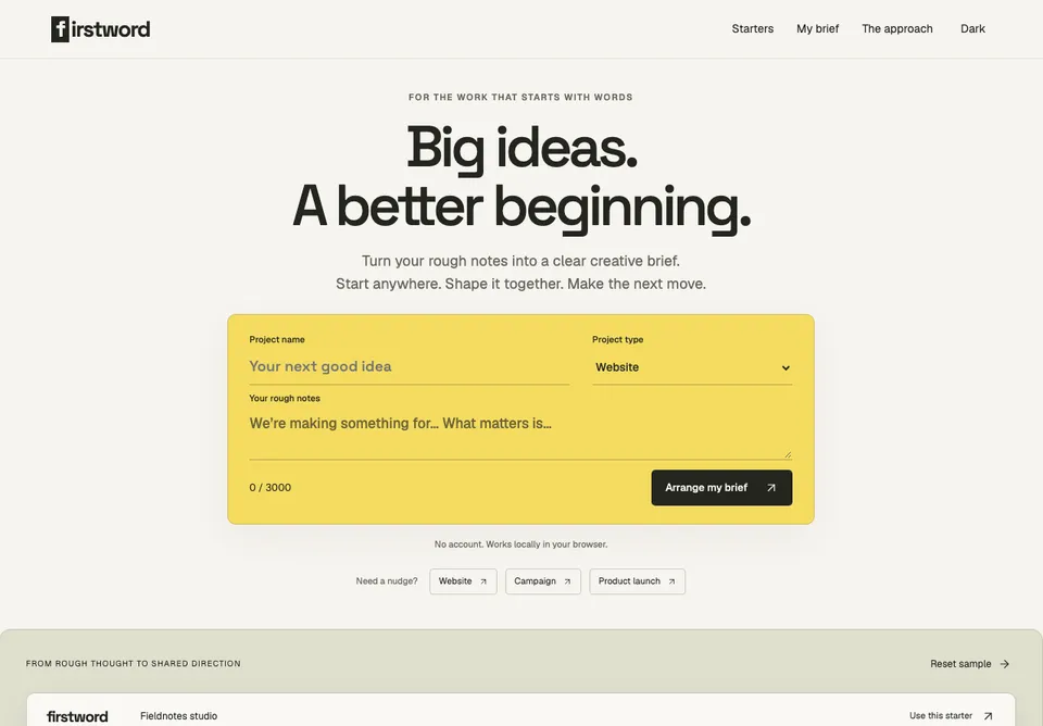 Firstword website preview