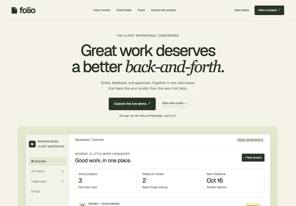 Folio website preview