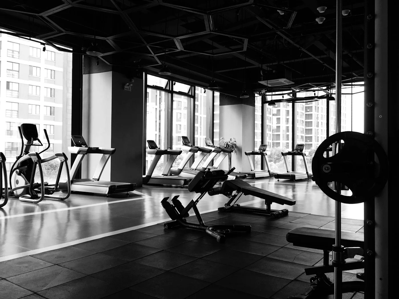 Illustrative fitness studio interior