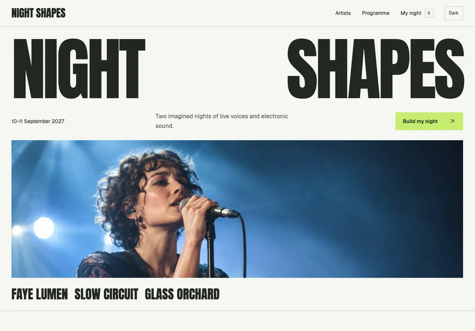 Night Shapes website preview