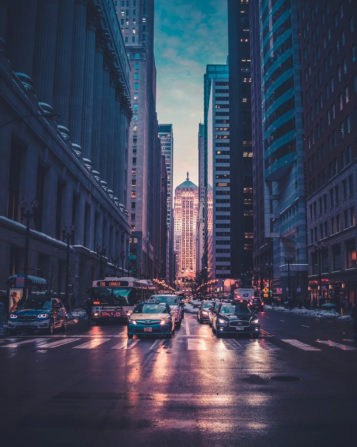 The city between the buildings — illustrative editorial image