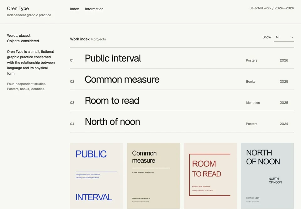 Oren Type website preview