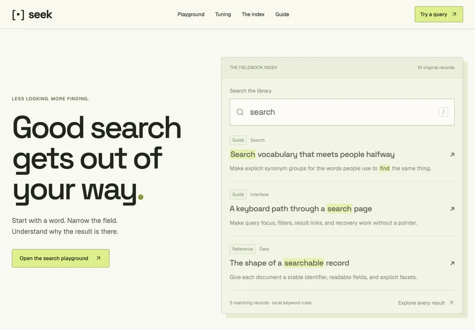 Seek website preview