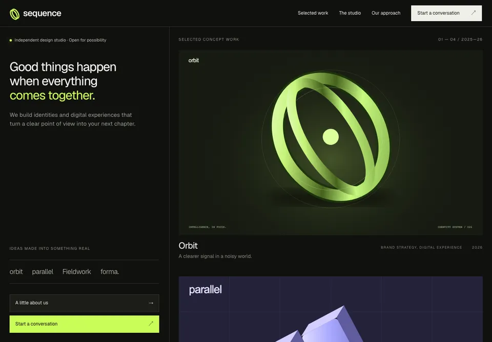Sequence website preview