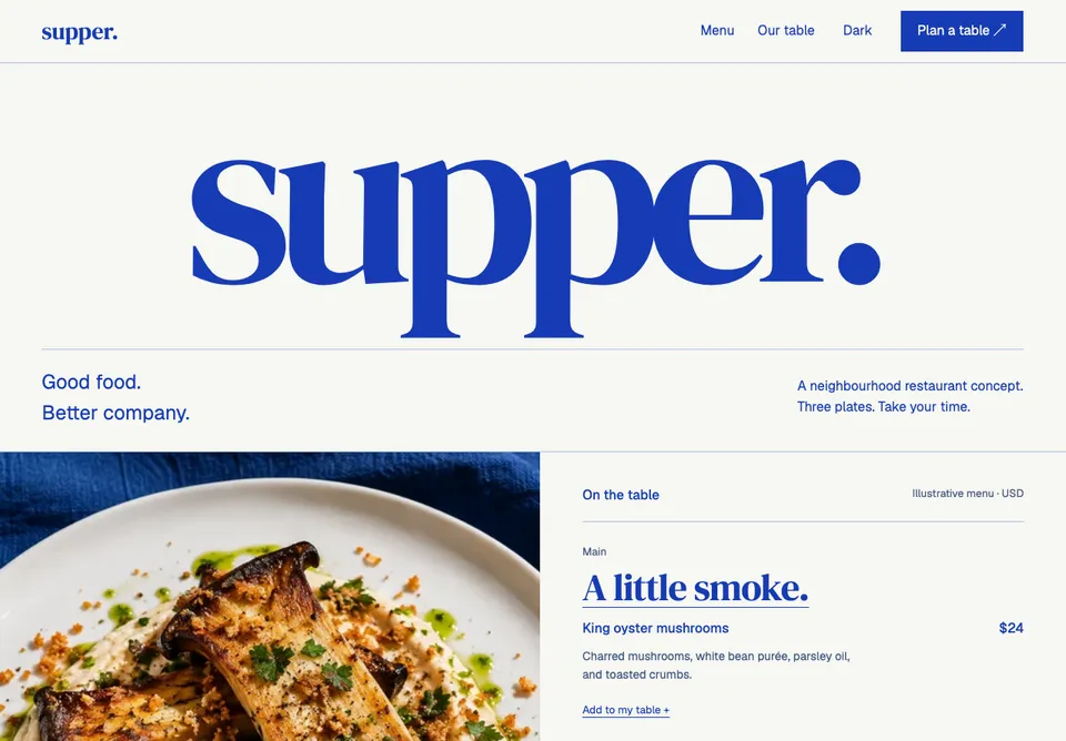 Supper website preview