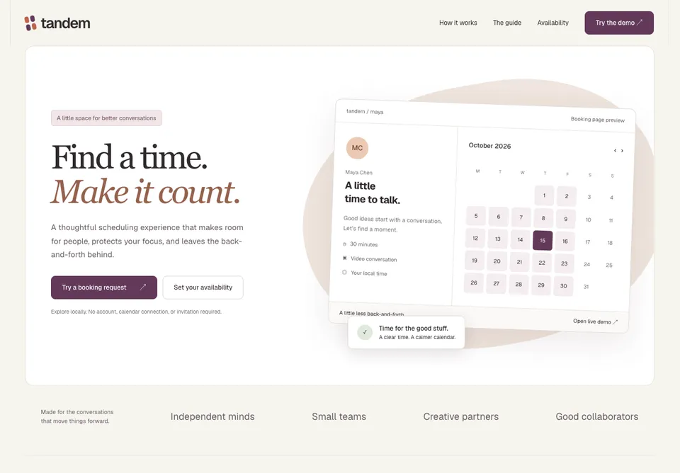 Tandem website preview